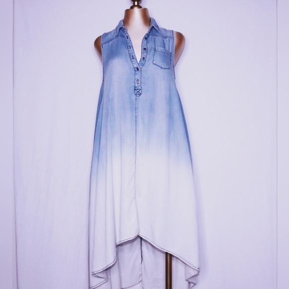 Chelsea and Theodore Denim High Low flowy dress Size Small - Picture 1 of 10